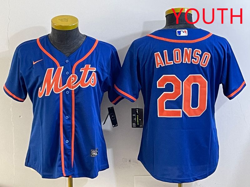 Youth New York Mets #20 Alonso Blue Game Nike 2025 MLB Jersey style 2->women mlb jersey->Women Jersey